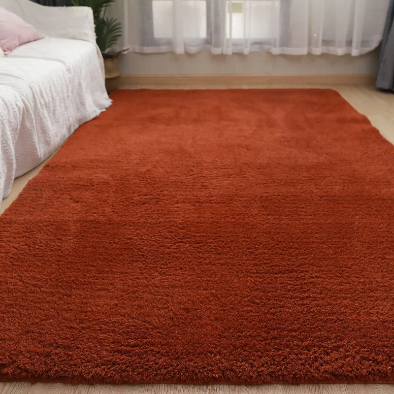 Beige Fluffy Bedroom Area Rug