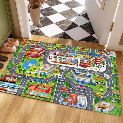 VIKAMA Kids Parking Lot Road Track Rug Boys Car Play Mat
