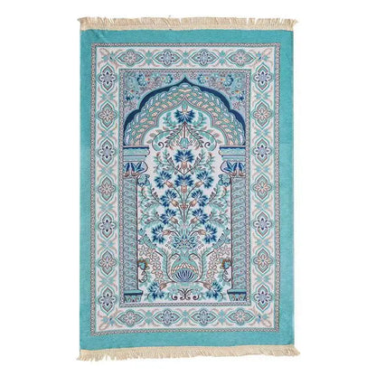 Portable cotton Muslim prayer rug for travel