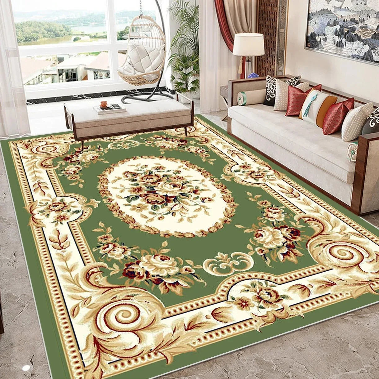European Style Luxury Large Area Living Room Carpet Soft Home Decor Bedroom Sofa Floor Mat Custom Rug