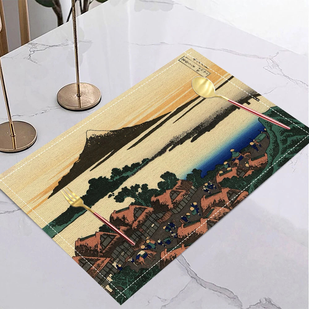 Japanese Ukiyo-e Linen Non-Slip Placemat
