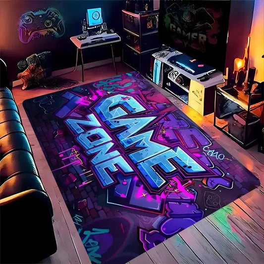 Colorful gamepad pattern gaming room rug
