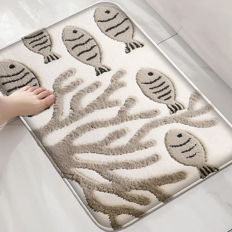 Underwater World Bathroom Mat Absorbent Non-Slip Toilet Rug Soft Comfortable Door Floor Carpet Home Decor