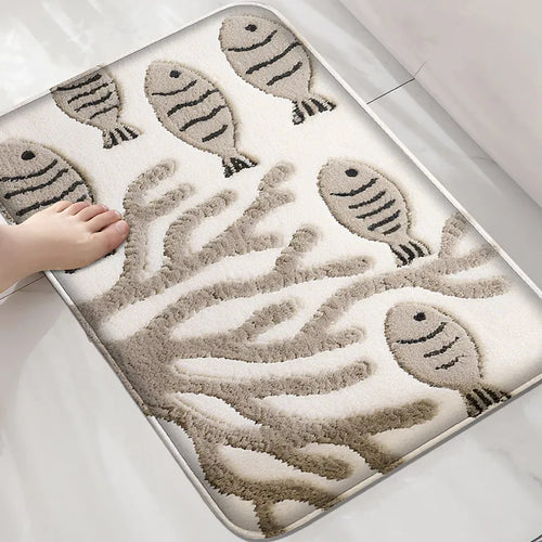 Underwater World Bathroom Mat Absorbent Non-Slip Toilet Rug Soft Comfortable Door Floor Carpet Home Decor