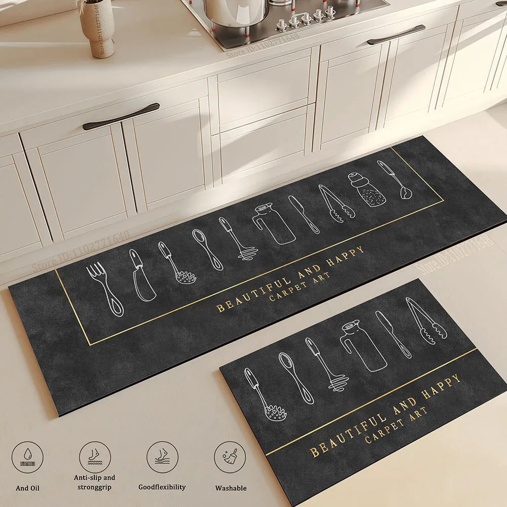 Kitchen Rug Absorbent Non-Slip Washable Long Large Carpet Bathroom Entrance Bedroom Anti-Fatigue Waterproof Doormat Home Decor