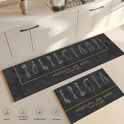 Kitchen Rug Absorbent Non-Slip Washable Long Large Carpet Bathroom Entrance Bedroom Anti-Fatigue Waterproof Doormat Home Decor