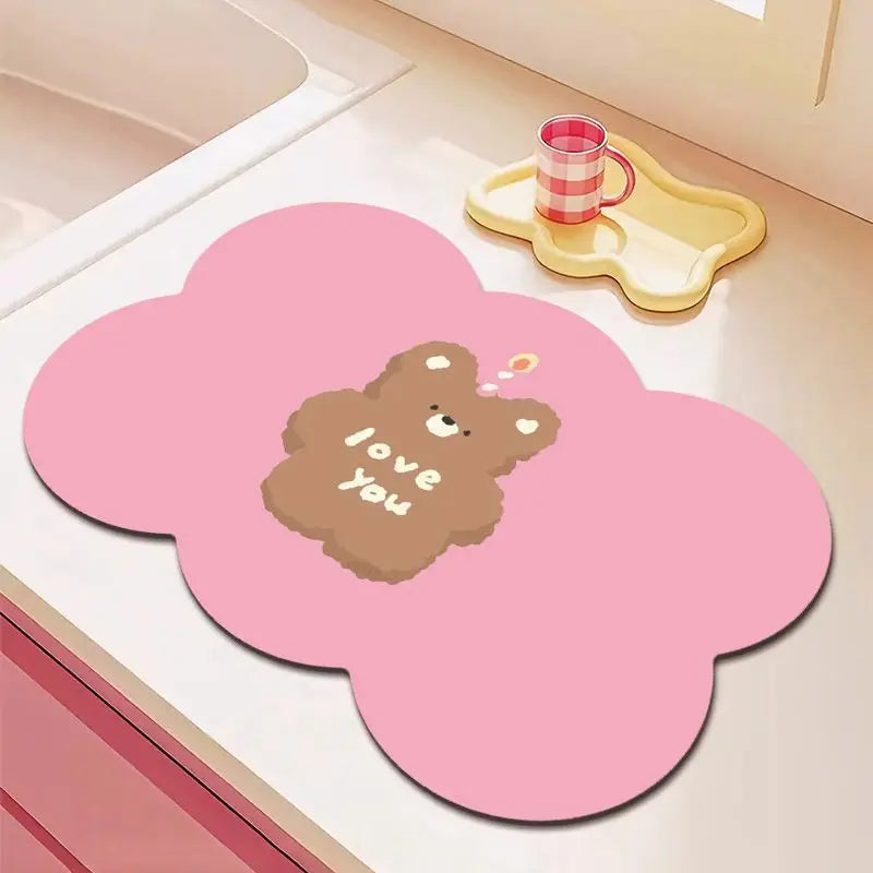Cute diatomite non-slip quick-dry kitchen mat