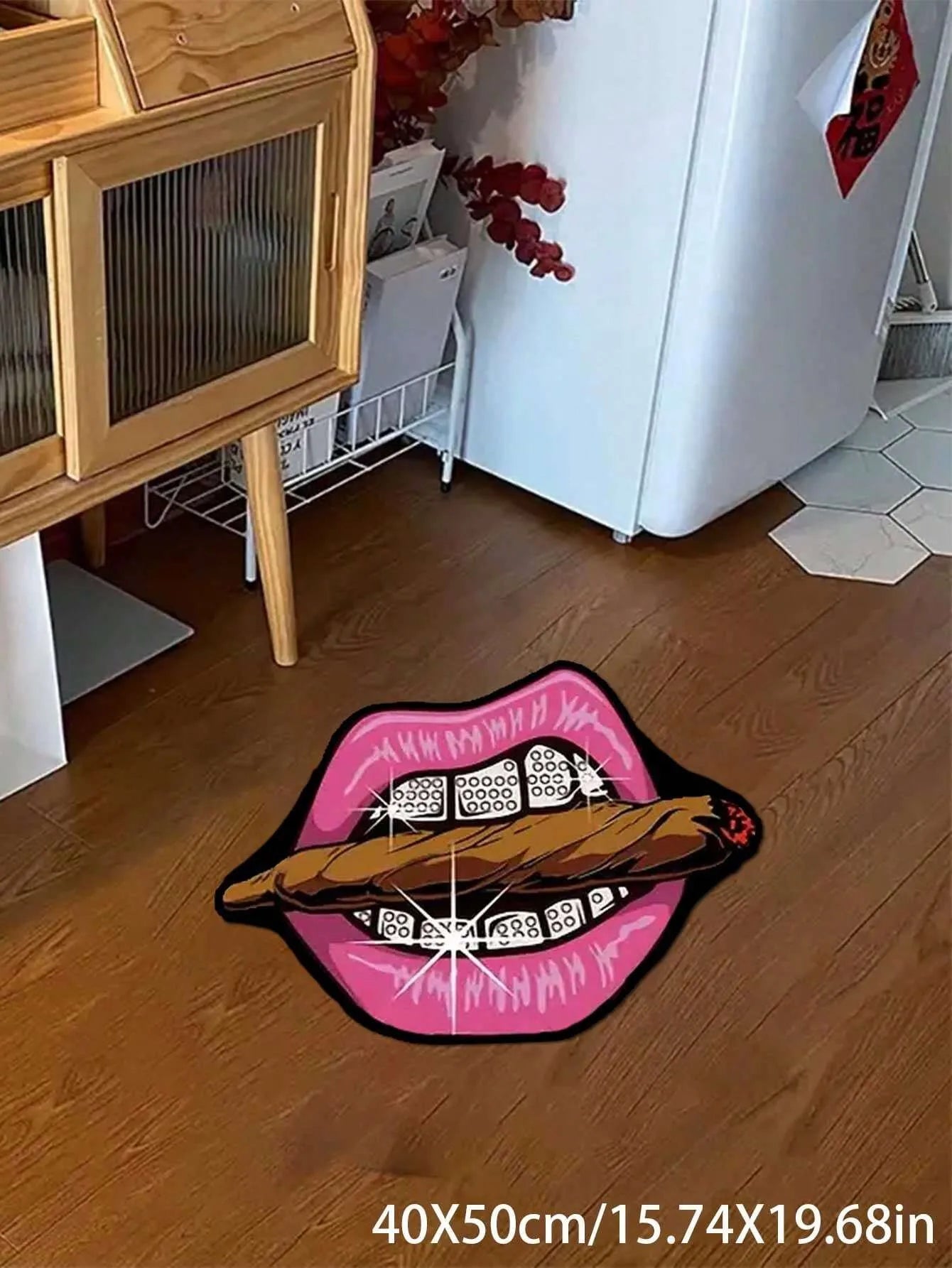 VIKAMA Creative Pink Lip Non-Slip Area Rug
