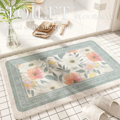 VIKAMA Floral Plush Entrance Doormat