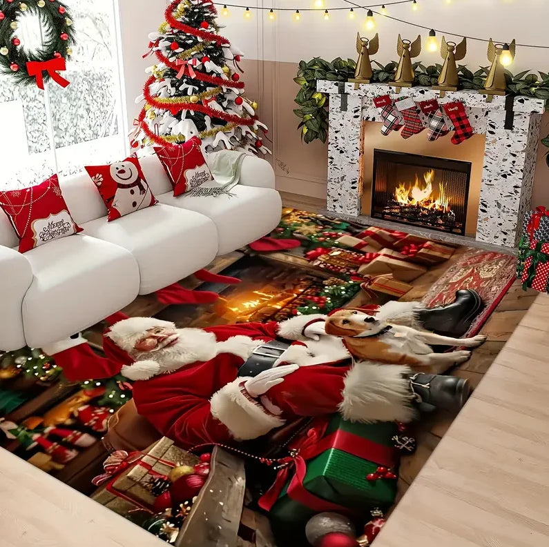 Christmas house snowflake holiday area mat