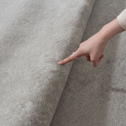 Modern Minimalist Grey Plush Washable Area Rug