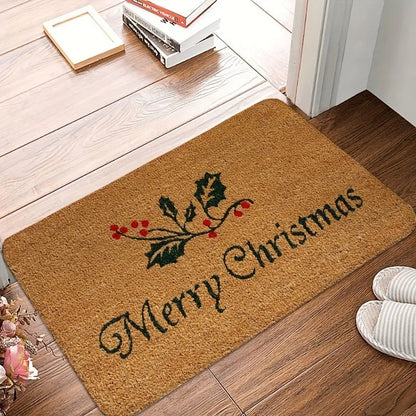 Christmas Cartoon Reindeer Pattern Entrance Floor Mat Absorbent Non-Slip Door Mat Bathroom Door Decoration Rug