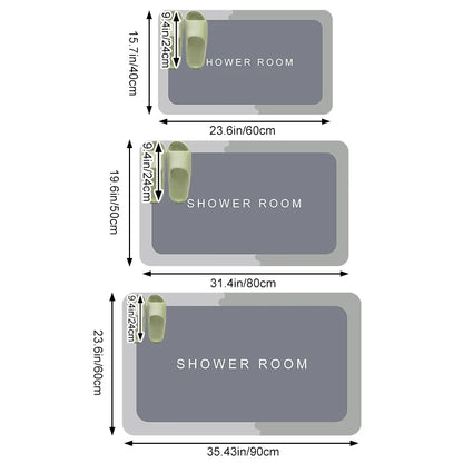 Diatomite Bath Mat Anti-Slip Super Absorbent Quick-Dry Floor Rug Shower Toilet Doormat