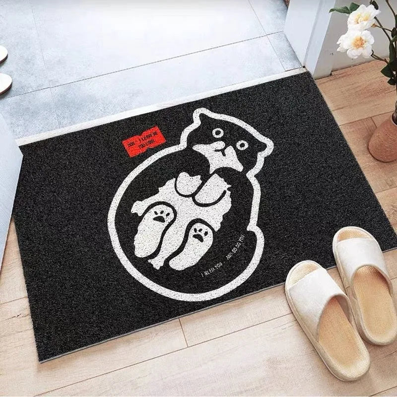 Home floor mat silk ring pvc pet carpet non-slip mat foot mat door door can be cut black entrance door mat