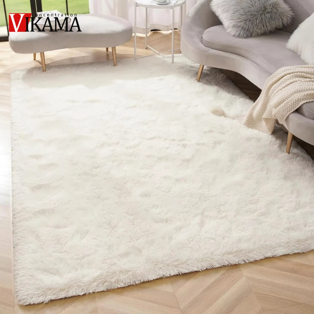 Large pink fluffy children’s area rug