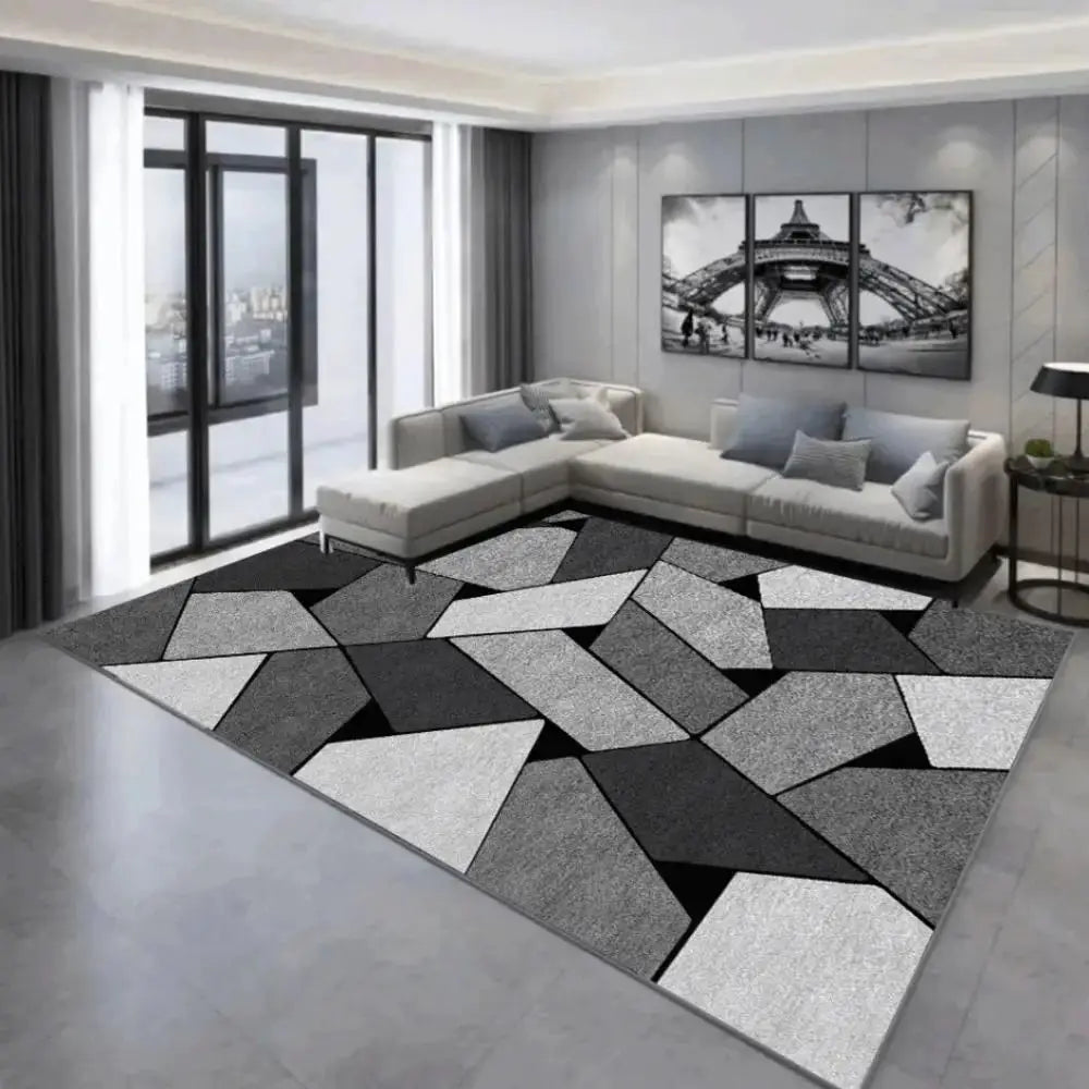 Modern Geometric Abstract Crystal Pile Rug Non-Slip Washable Carpet Living Room Bedroom Floor Mat Home Decor