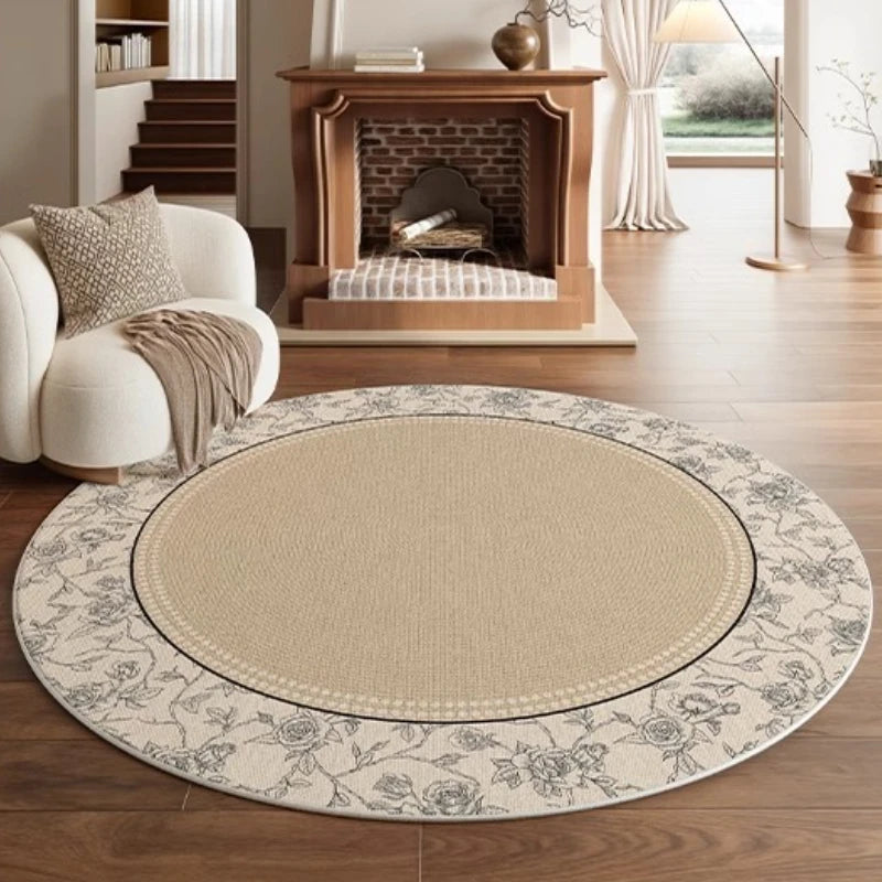 Medieval Style Round Light Luxury Washable Area Rug