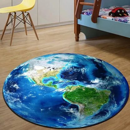 VIKAMA Earth & Moon Flannel Round Area Rug