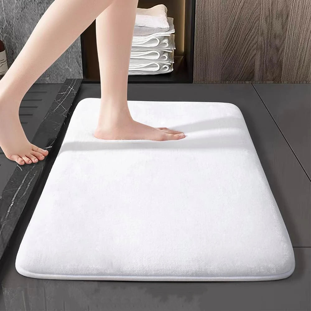 Absorbent Coral Velvet Bathroom Floor Mat Non-Slip Bath Door Mat Home Decoration