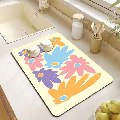 Absorbent kitchen drying drain mat
