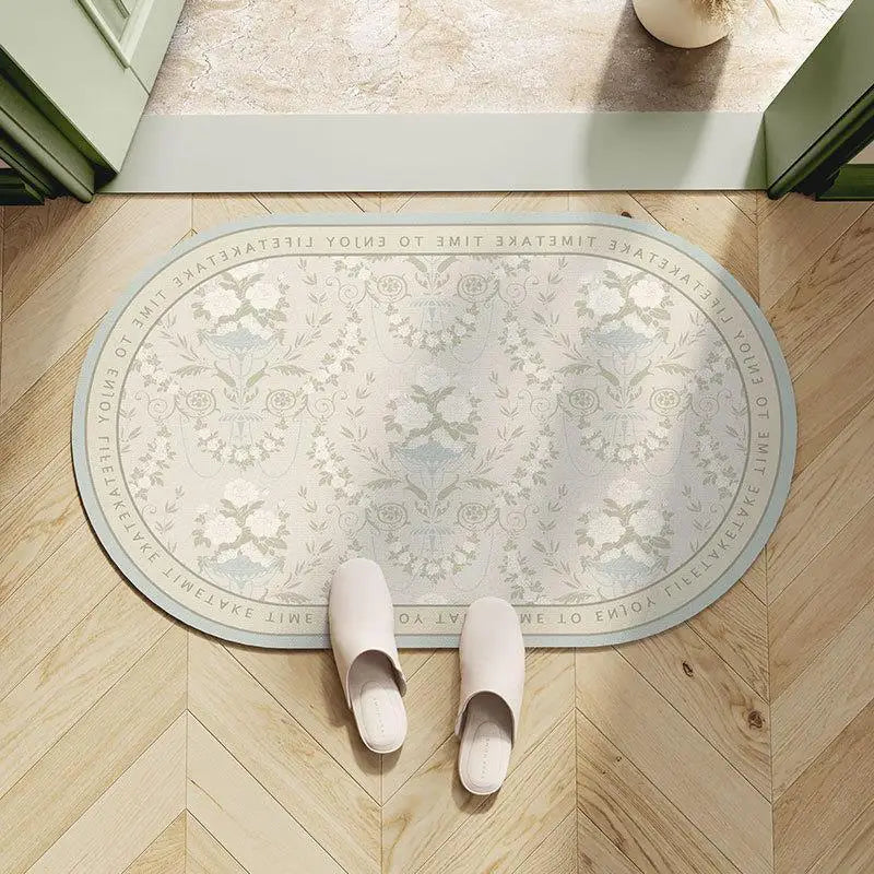 Light Luxury European Floral Bathroom Absorbent Diatom Mud Non-slip Floor Mat Door Mat