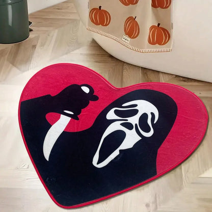VIKAMA Heart-Shaped Skull Halloween Area Rug
