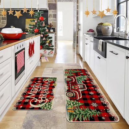 VIKAMA Christmas Gingerbread Man Floor Mat Crystal Velvet Non-Slip Kitchen Entry Door Rug Easy Care Home Decor