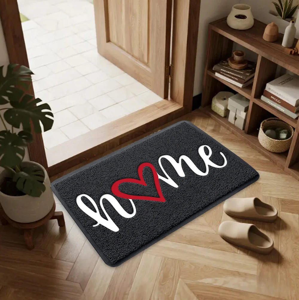 Heart pattern welcome non-slip door mat