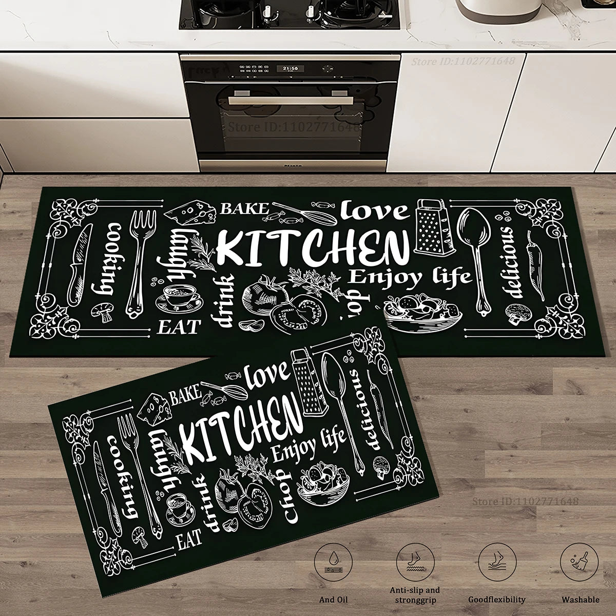 Wood Grain Kitchen Floor Mat Non-Slip Washable Long Absorbent Entrance Doormat Bedroom Bedside Carpet Home Decor