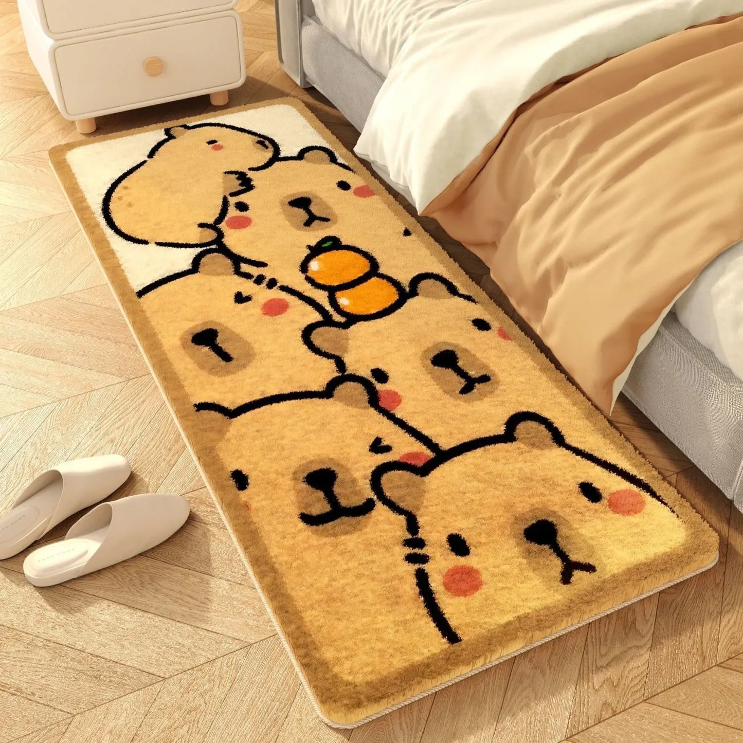 Cute Bedside Cashmere Carpet Capibara Imitation Cashmere Floor Mat,anime Rug