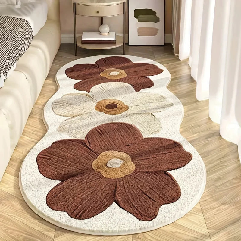 Nordic floral plush bedroom area rug