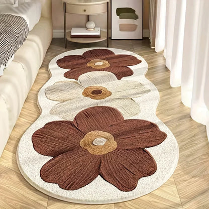Nordic floral plush bedroom area rug