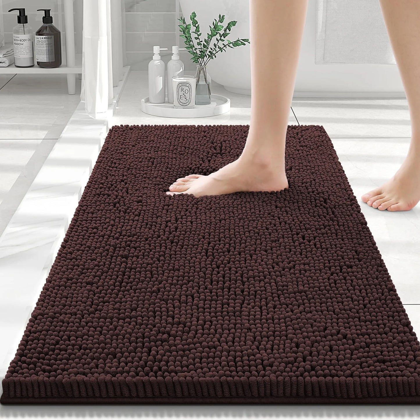 Olanly Chenille Non-Slip Absorbent Bath Mat