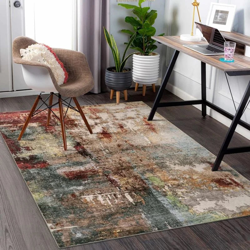 VIKAMA Modern Abstract Crystal Rug Washable Stain-Resistant Living Room Kitchen Entry Mat