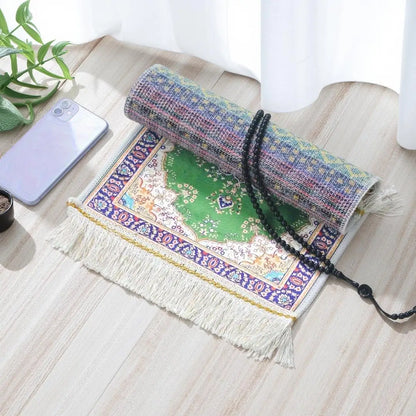 Portable prayer rug set with beads