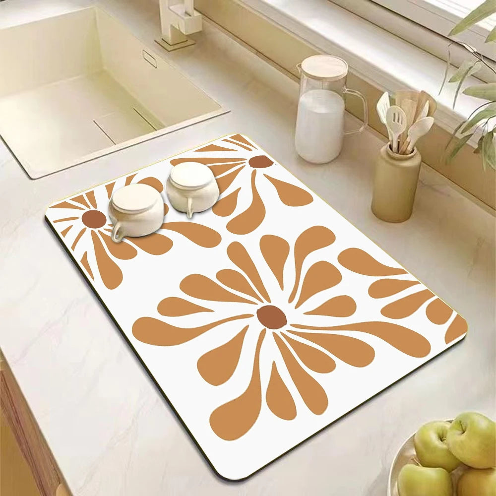 Absorbent kitchen drying drain mat