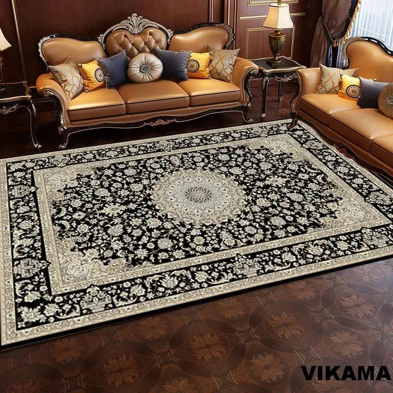 VIKAMA Vintage Persian Crystal Rug Ethnic Living Room Bedroom Carpet