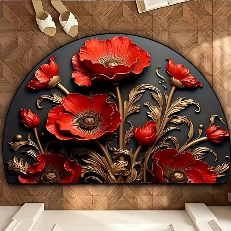 VIKAMA Floral Semi-Circle Door Mat