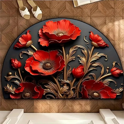 VIKAMA Floral Semi-Circle Door Mat
