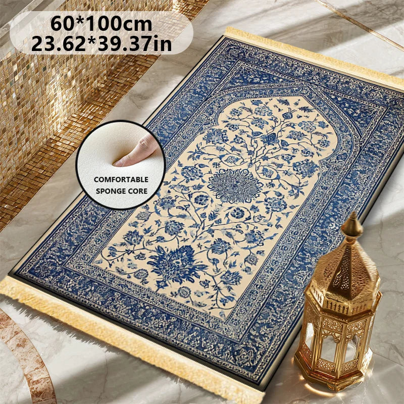 VIKAMA Fringed Islamic Prayer Soft Washable Prayer Rug