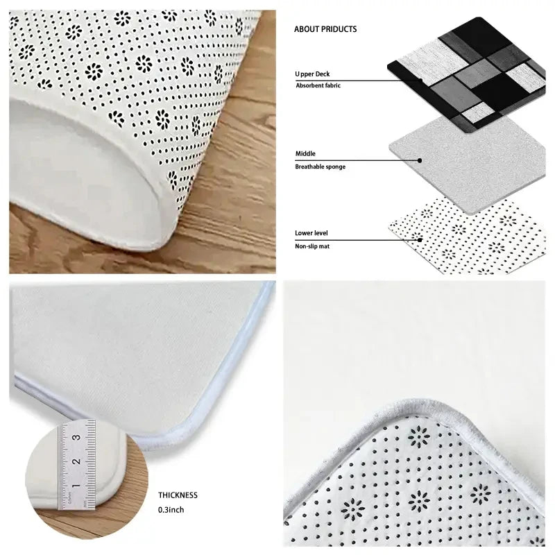 VIKAMA Modern Geometric Kitchen Carpet Non-Slip Hallway Bedroom Entrance Floor Mat