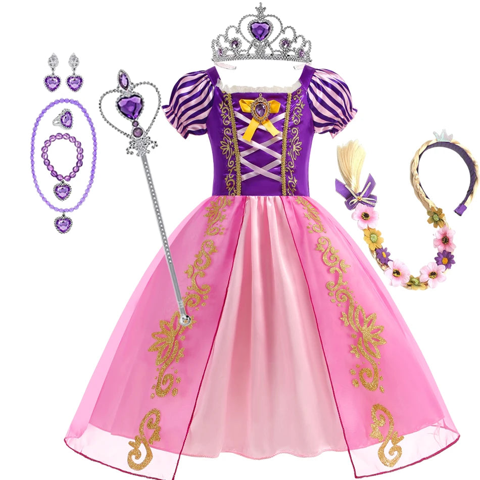 Rapunzel Tangled Princess Costume Dress For Girls
