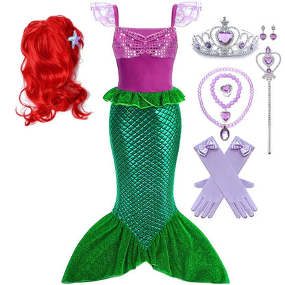 Ariel Little Mermaid Princess Costume Dress For Girls