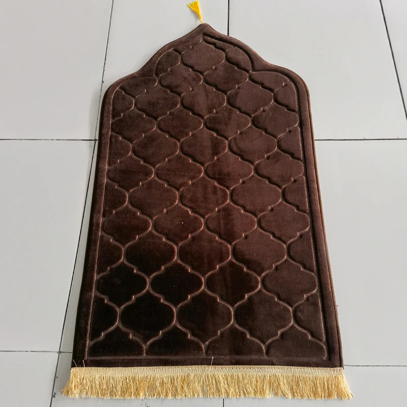 Flannel Prayer Mat Non-Slip Soft Portable Worship Rug Travel Ramadan Gift