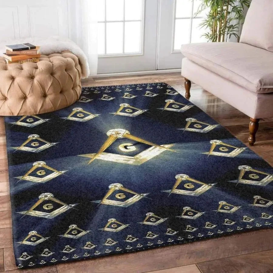 Freemasonry Masonic Symbol Non-Slip Area Rug