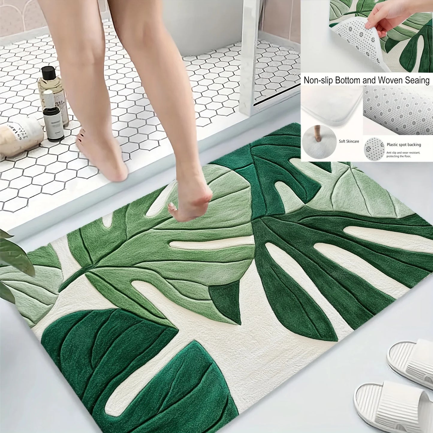 Green Leaf Botanical Area Rug