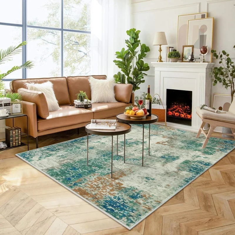 VIKAMA Modern Abstract Crystal Rug Washable Stain-Resistant Living Room Kitchen Entry Mat