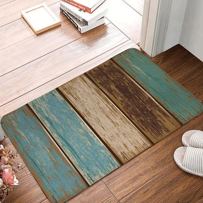 Wood Stripe Non-Slip Washable Welcome Doormat