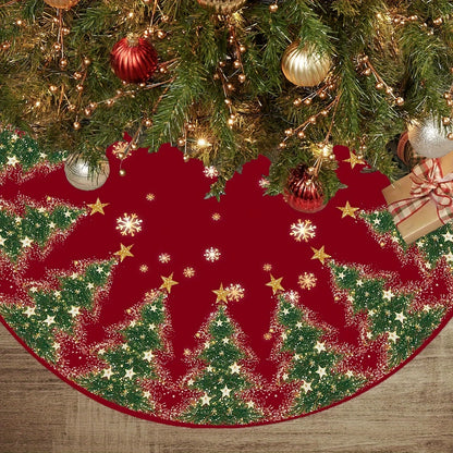 VIKAMA Snowflake Pine Christmas Tree Skirt Rug