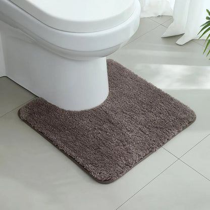 U-Shaped Thick Plush Bathroom Mat Absorbent Non-Slip Toilet Rug Bathtub Entrance Floor Carpet Home Decor